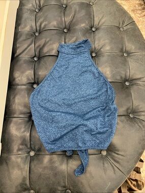 Blue Halter Tie-Back youth top